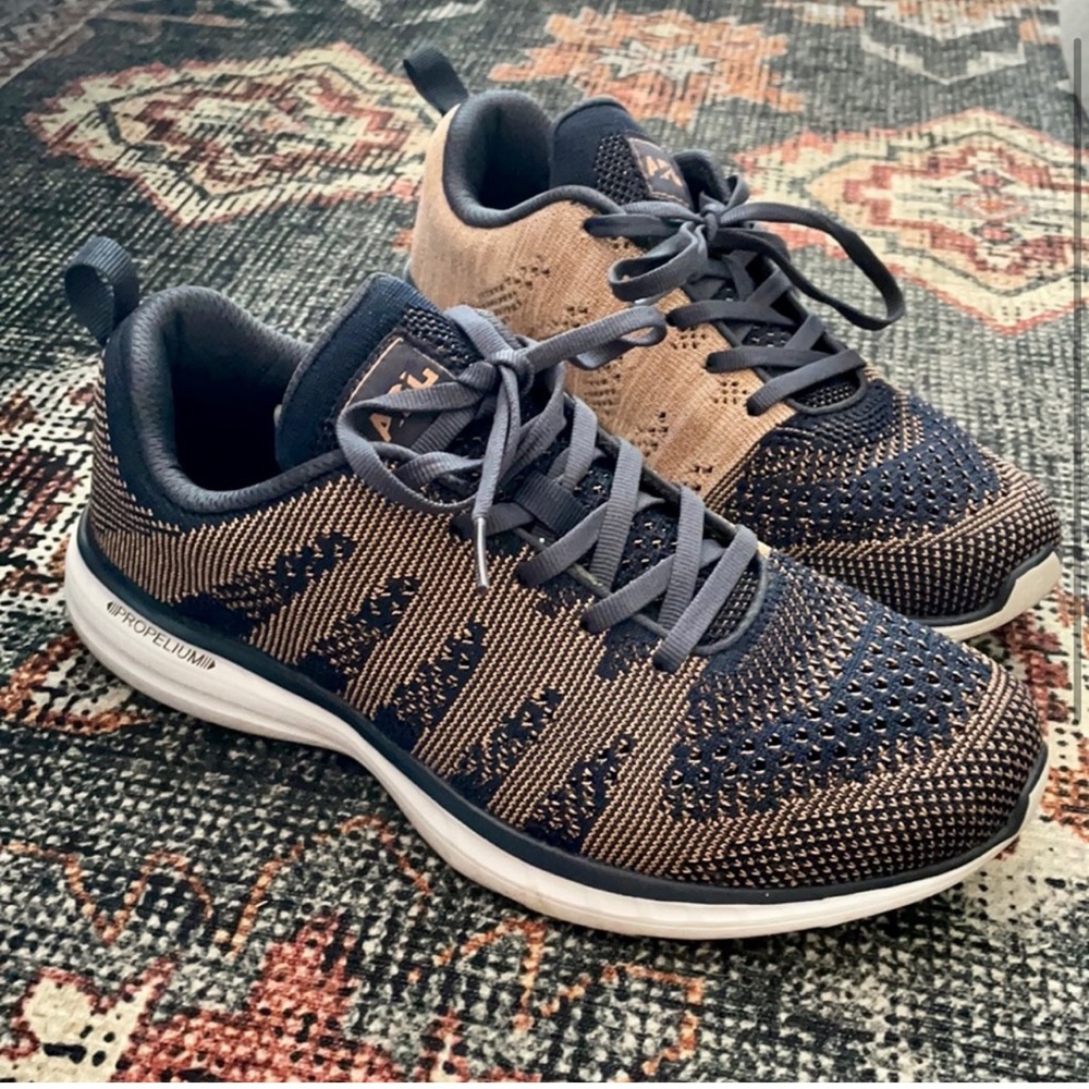 APL navy/ rose gold shoes